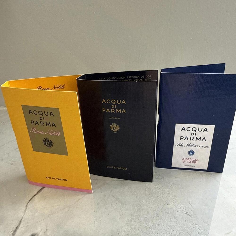 3 X ACQUA DI PARMA -  Sample Size Spray 1.5ml- Rosa Nobile, Blu Mediterraneo